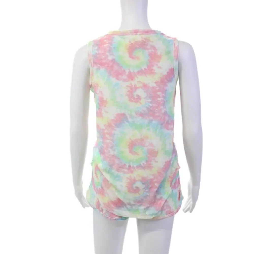 Emerson Road Womens Tie-Dye Sleeveless Scoop Neck Pajama Set Multicolor Size XS